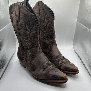 Dingo Womens Leather Upper Cowboy Boots Distressed Brown Western Style Size 8.5M